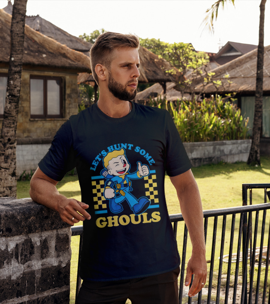 Let's Hunt Some Ghouls Vault Boy Thumbs Up Adventure T-Shirt