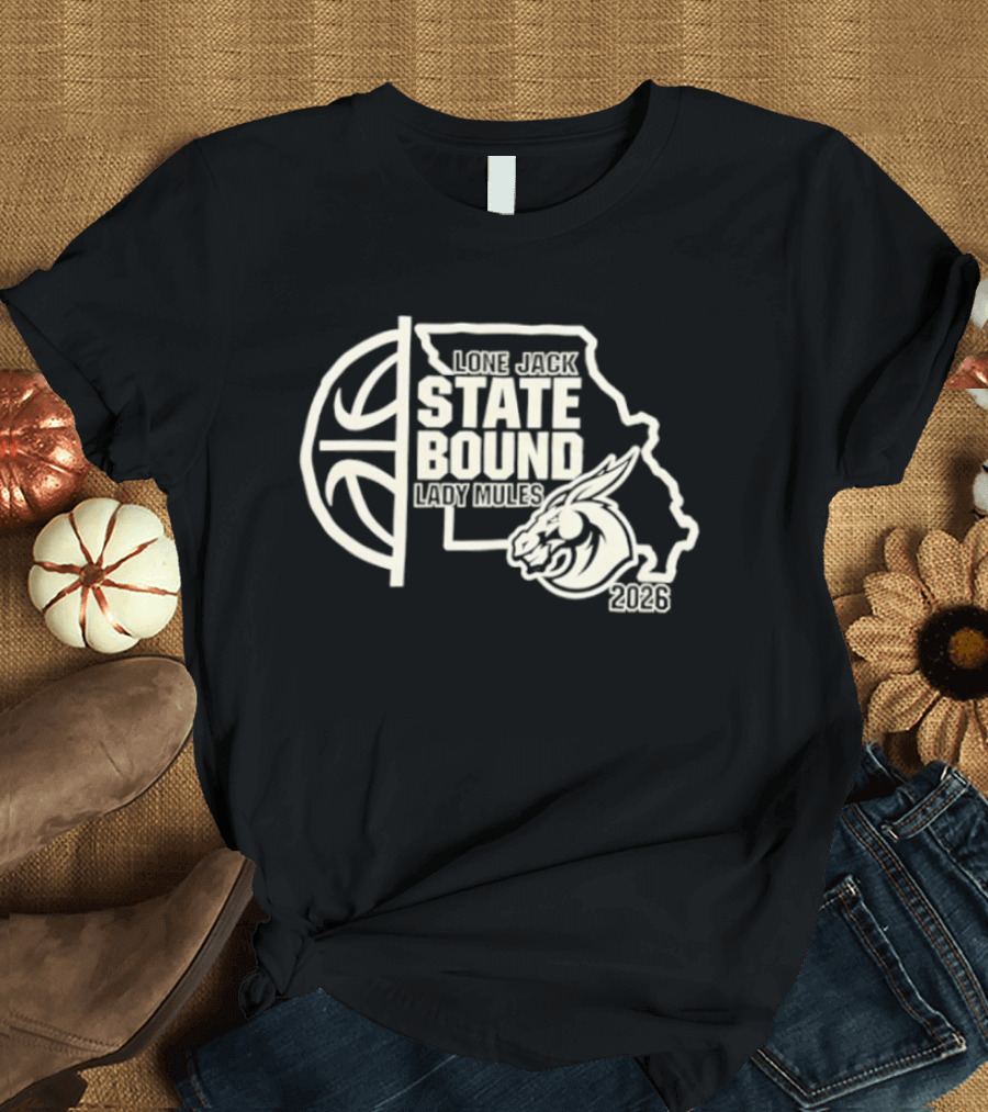 Lone Jack State Bound Lady Mules 2026 Missouri Basketball Map T-Shirt