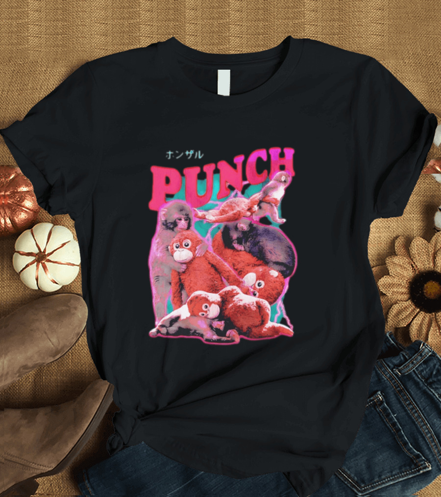 PUNCH Macaque Monkey Plush Collage T-Shirt
