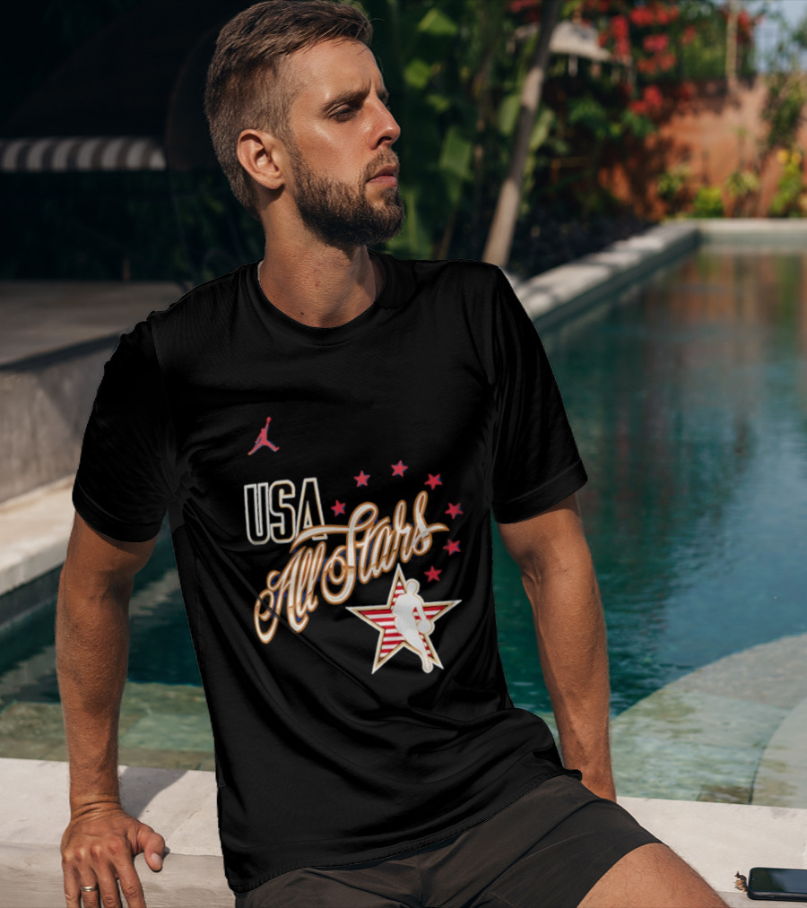 USA All Stars Basketball Red Stars Patriotic T-Shirt