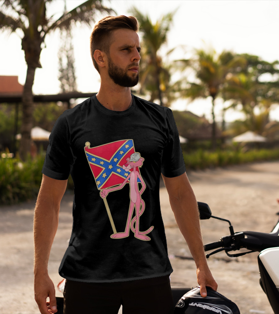Pink Panther Holding Confederate Flag T-Shirt