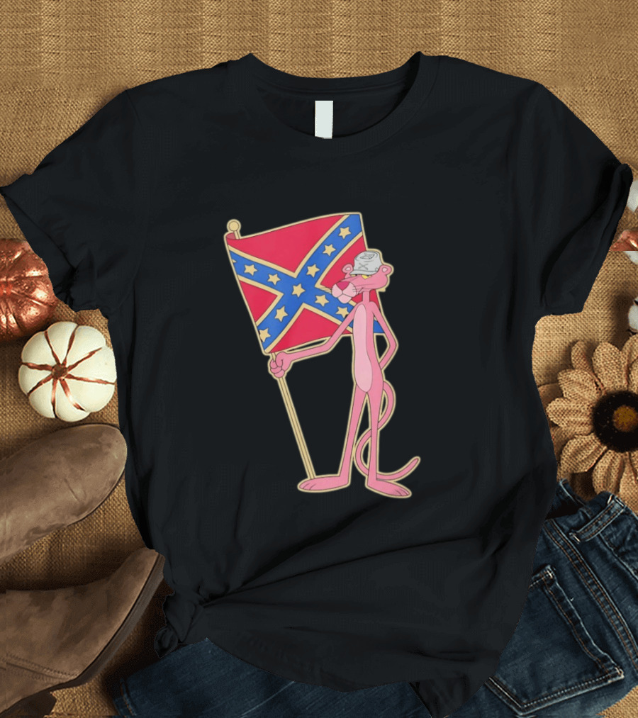 Pink Panther Holding Confederate Flag T-Shirt