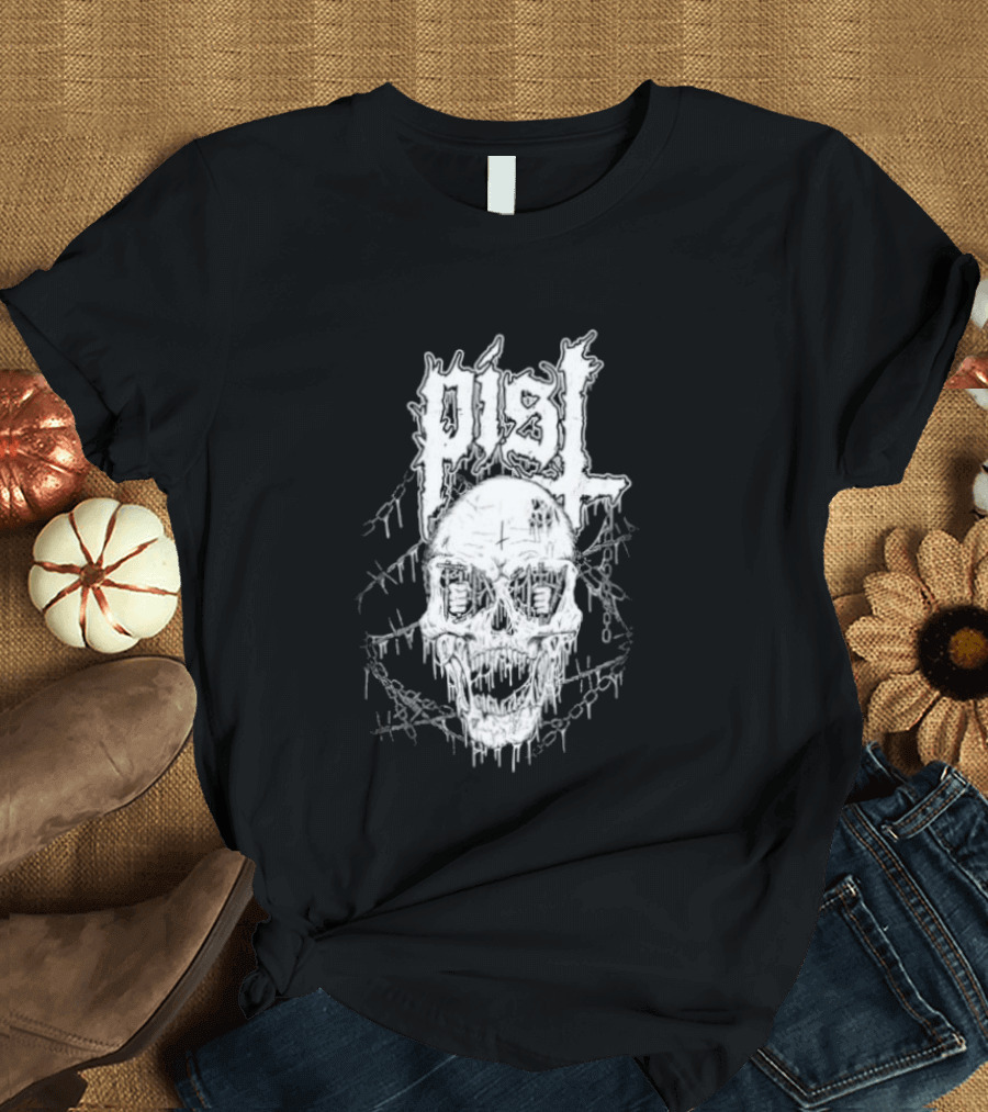 PISL Metal Skull With Dripping Branches And Chains T-Shirt