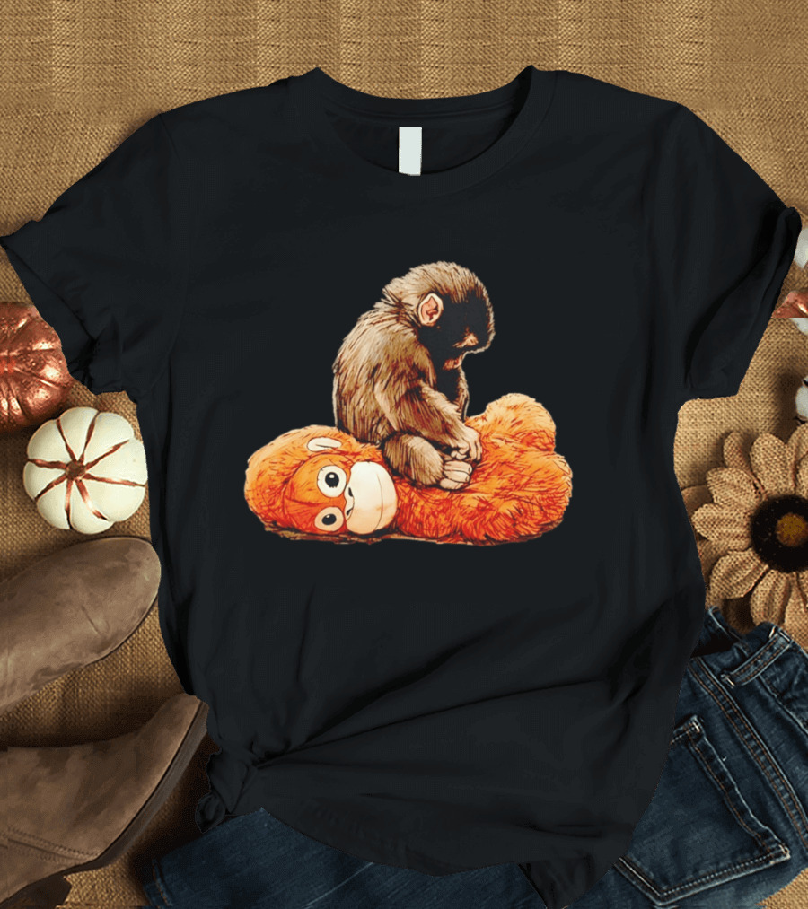 Punch Monkey Sitting On Plush Monkey T-Shirt