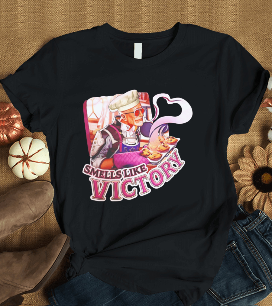 Smells Like Victory Chef Holding Tray Of Freshly Baked Pies In Futuristic Kitchen T-Shirt