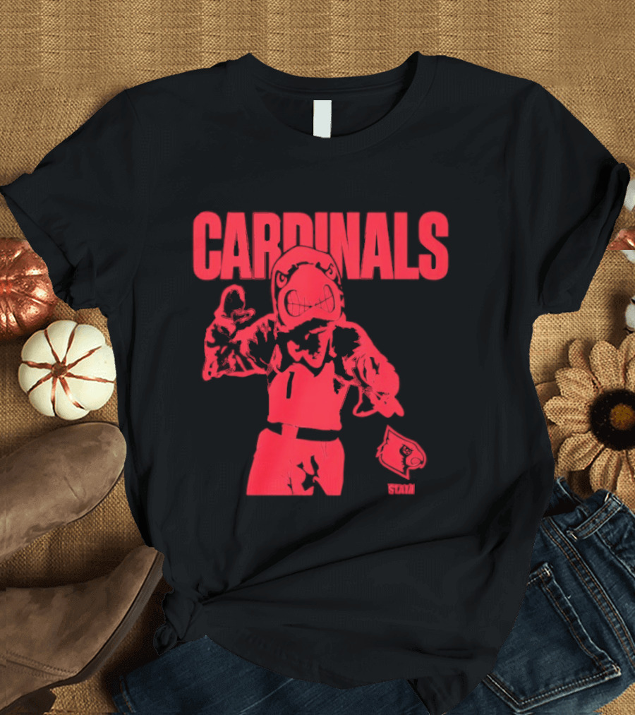 St Louis Cardinals Bold Red Player Cartoon T-Shirt