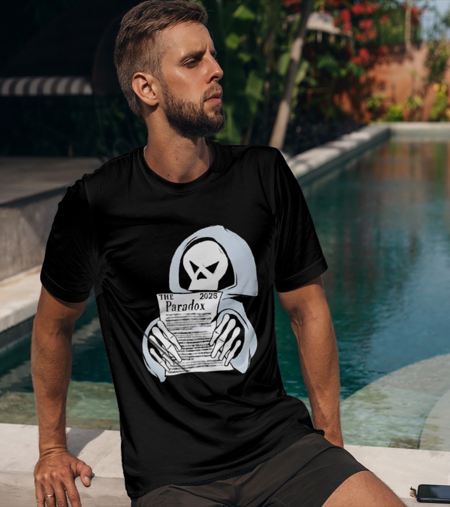 The Paradox Skull Grim Reaper Holding 2023 Newspaper T-Shirt