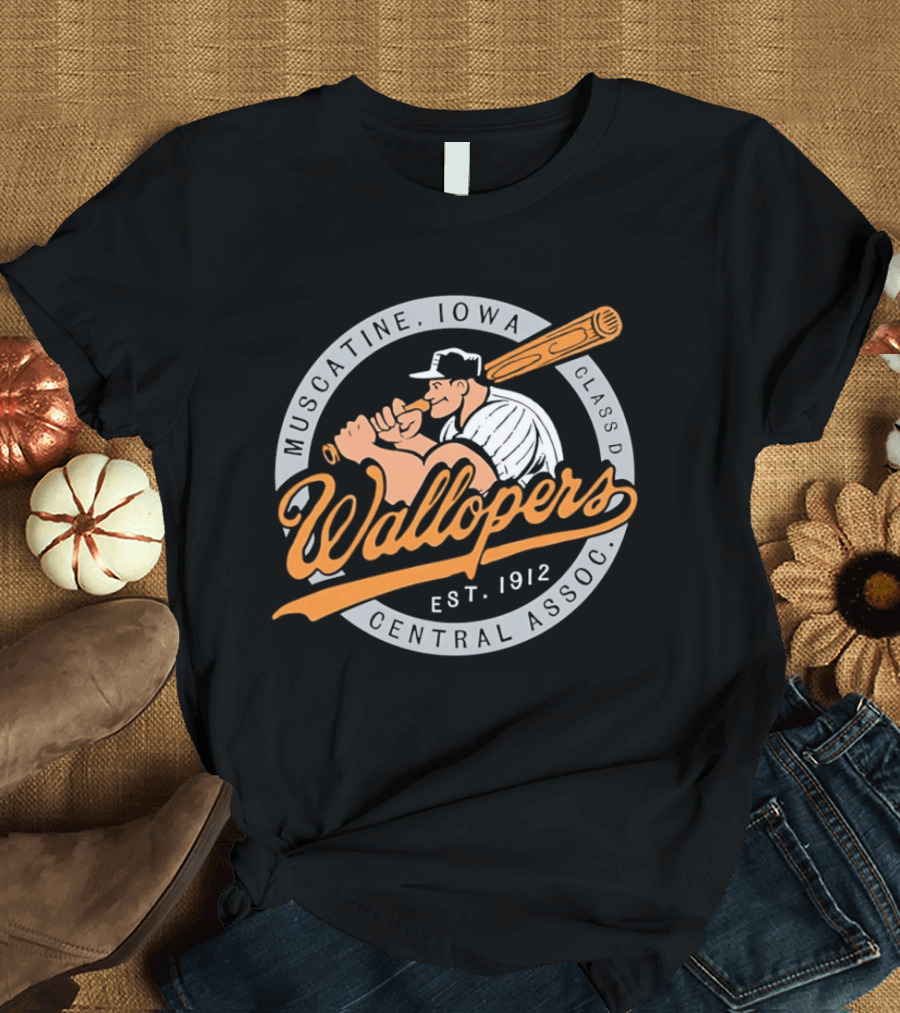 Muscatine Iowa Wallopers Central Assoc Est 1912 Baseball T-Shirt