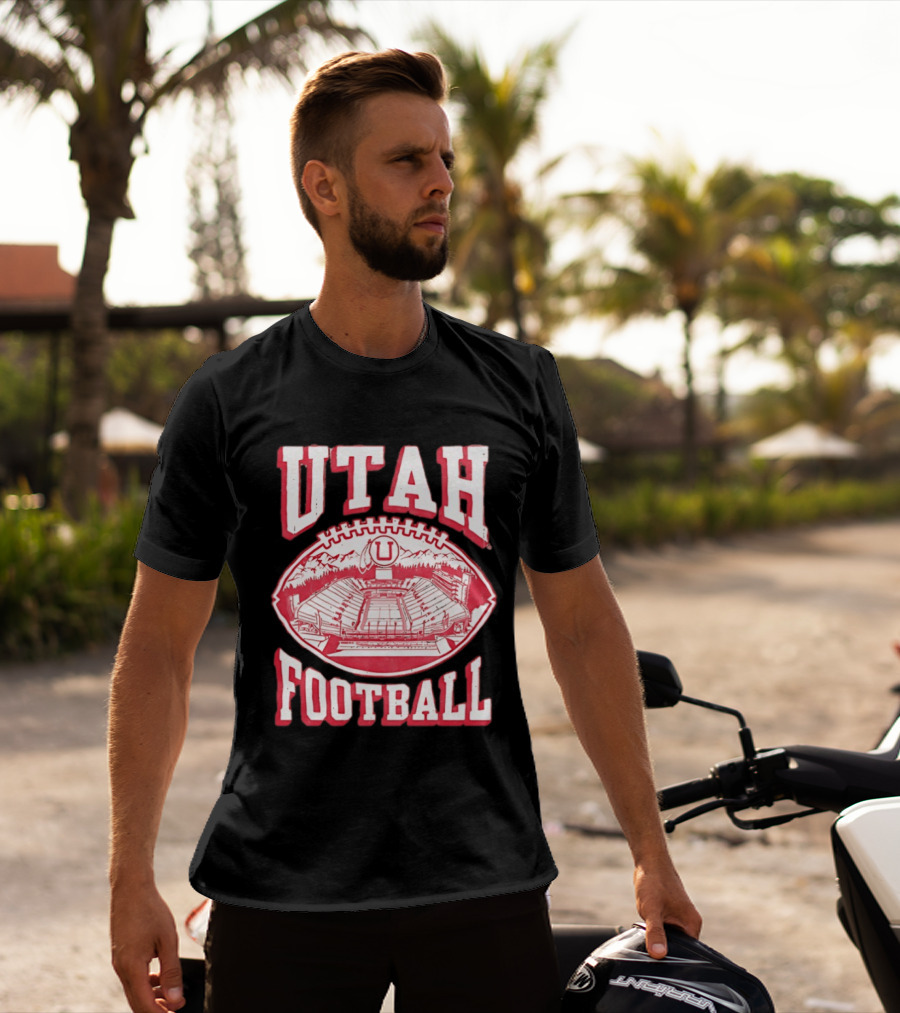 Utah Utes Football Stadium Illustration With Mountain T-Shirt