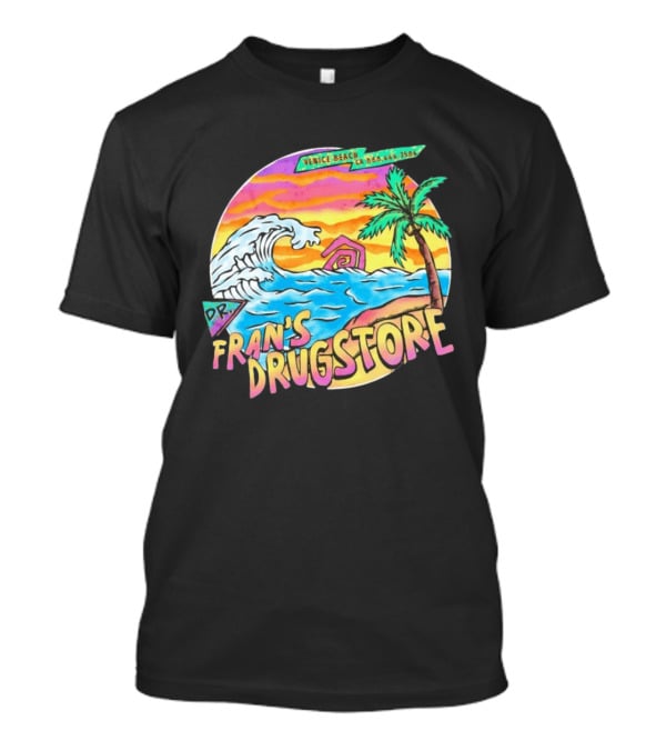 Venice Beach Dr. Fran's Drugstore Surf Wave Tropical Scene T-Shirt