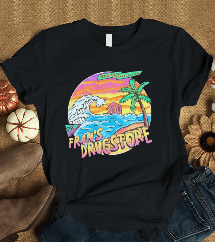 Venice Beach Dr. Fran's Drugstore Surf Wave Tropical Scene T-Shirt