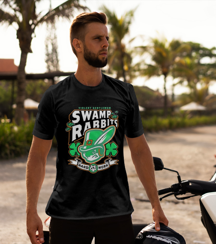 Violent Gentlemen Swamp Rabbits Hard Work Swamp Leprechaun T-Shirt