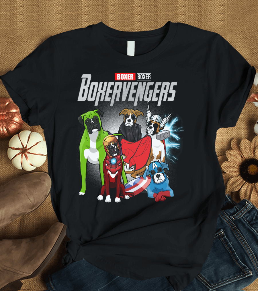 Boxer Boxervengers Marvel-Inspired Heroic Dogs T-Shirt