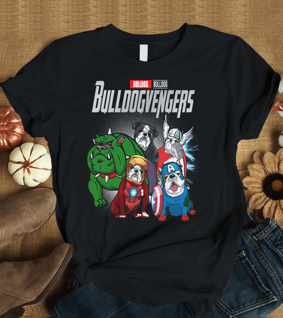 Bulldog Bulldogvengers Hulk Iron Man Captain America Thor T-Shirt