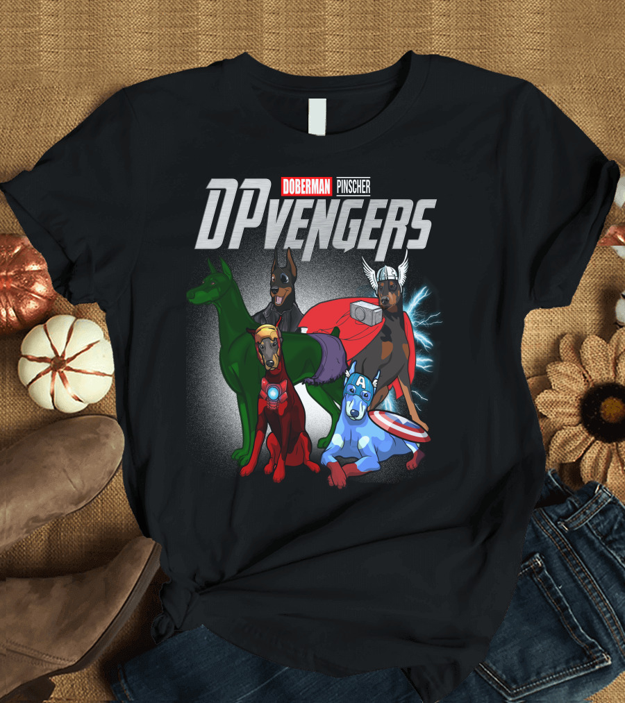 Doberman Pinscher DPvengers Superhero Dogs T-Shirt