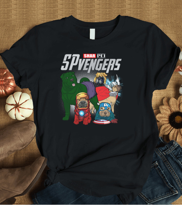 T-Shirt: Shar Pei SPvengers Avengers Dog Parody Pug Superheroes T-Shirt Shar Pei SPvengers Avengers Dog Parody Pug Superheroes T-Shirt