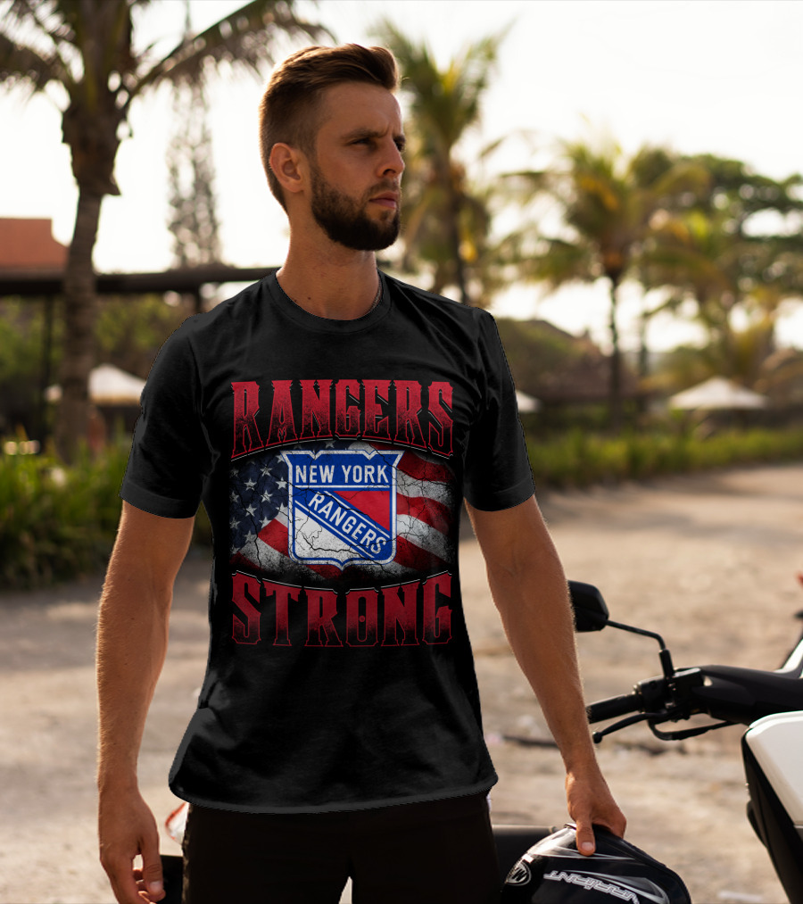 New York Rangers Strong Usa Flag T-Shirt
