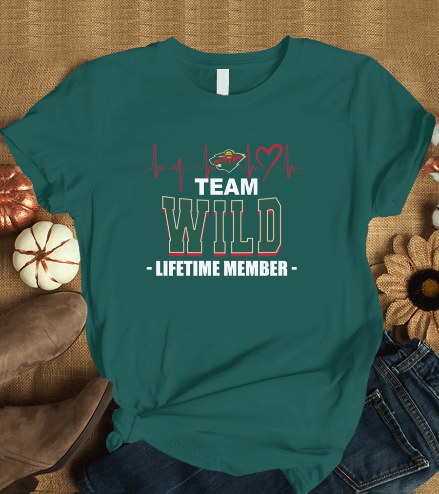 Team Minnesota Wild Lifetime Member Heartbeat T-Shirt