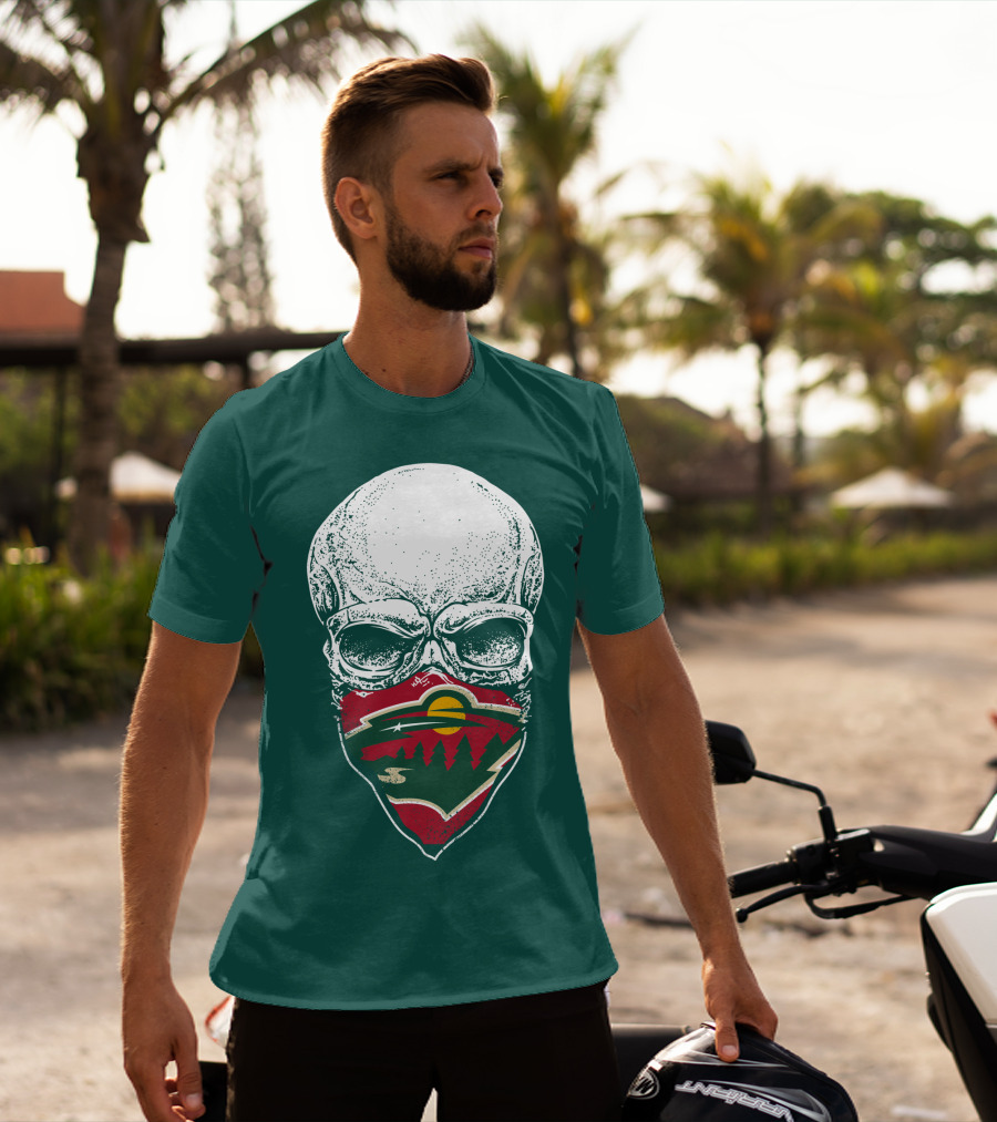 Minnesota Wild Hockey Skull Logo Bandana T-Shirt