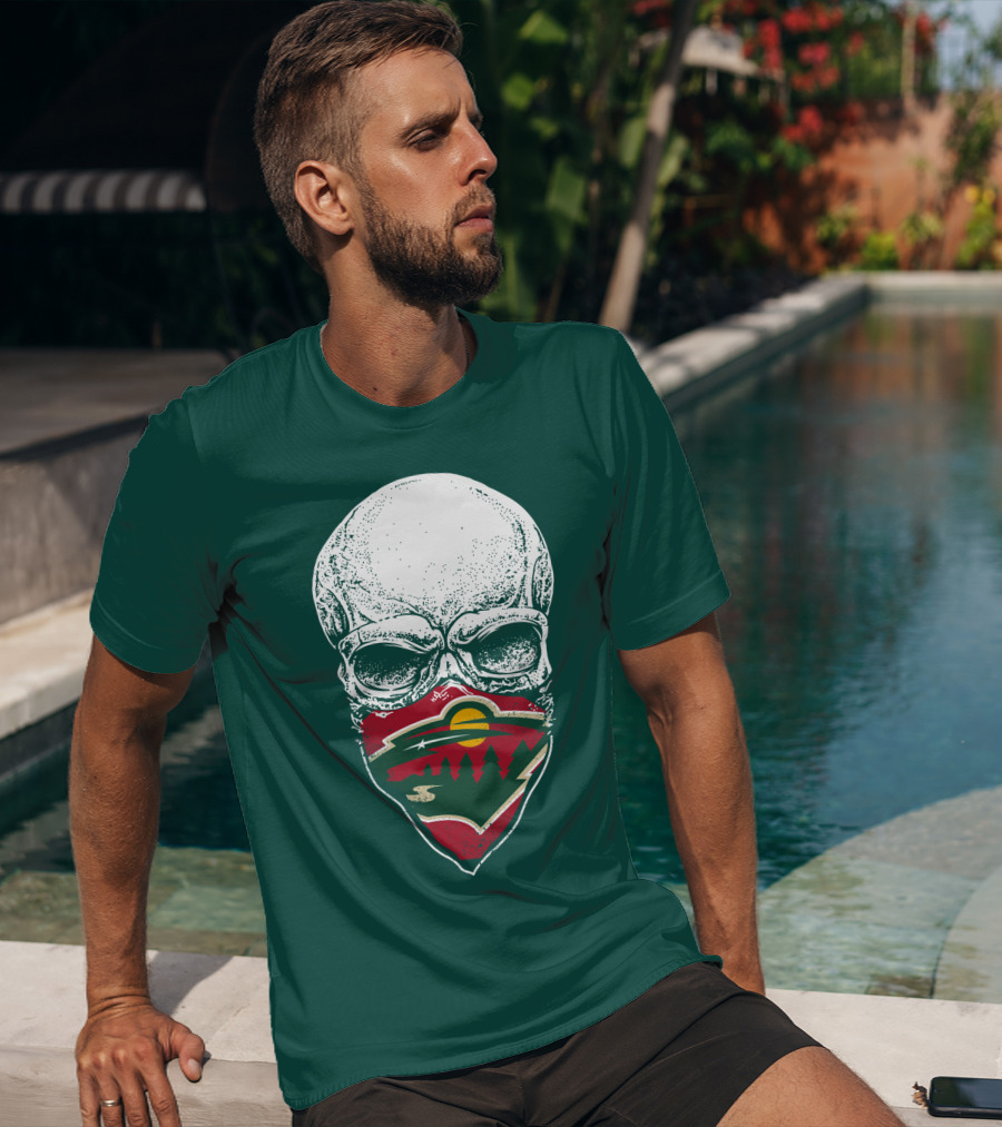 Minnesota Wild Hockey Skull Logo Bandana T-Shirt
