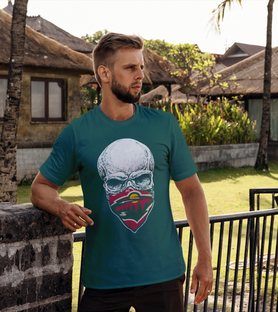 Minnesota Wild Hockey Skull Logo Bandana T-Shirt