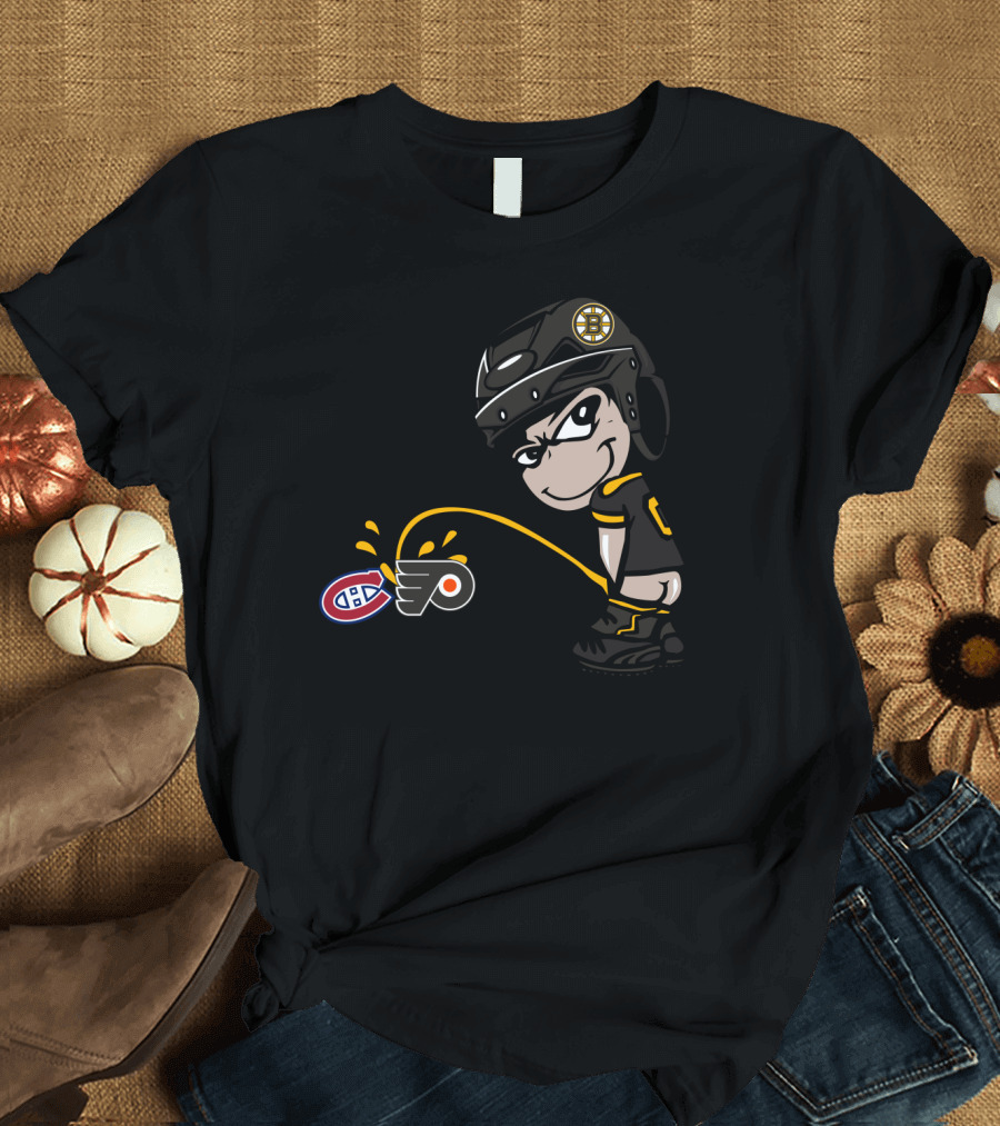 Boston Bruins Rivalry Hockey Toilet Humor Montreal Canadiens Philadelphia Flyers T-Shirt