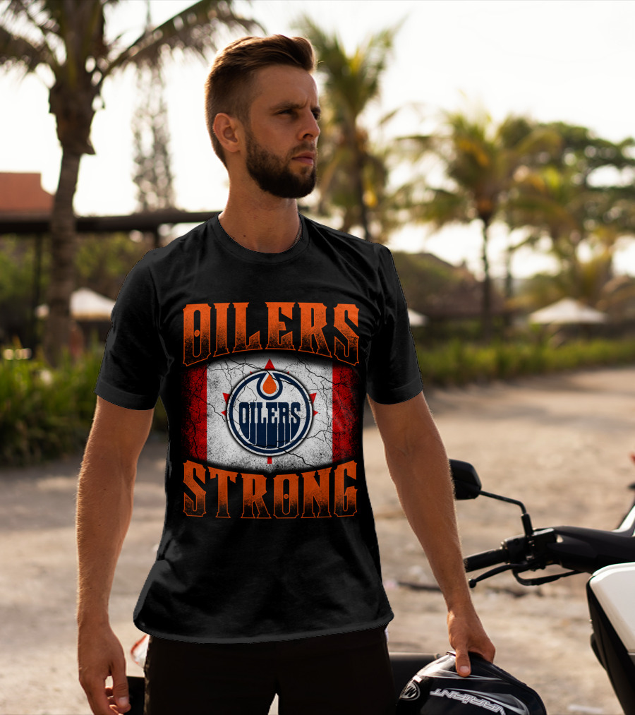 Oilers Strong Edmonton Oilers Canada Flag Logo T-Shirt