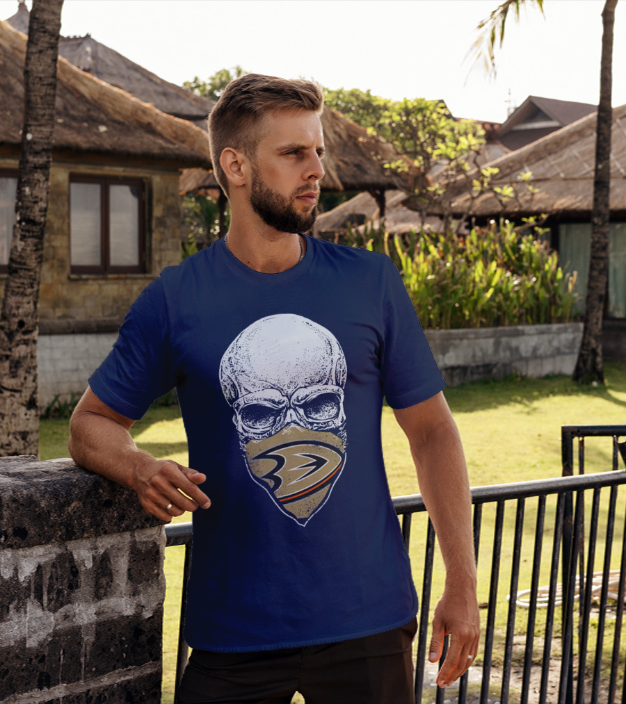 Anaheim Ducks Hockey Skull Mask T-Shirt