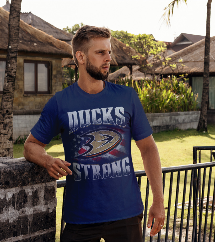Ducks Strong Anaheim Ducks American Flag T-Shirt