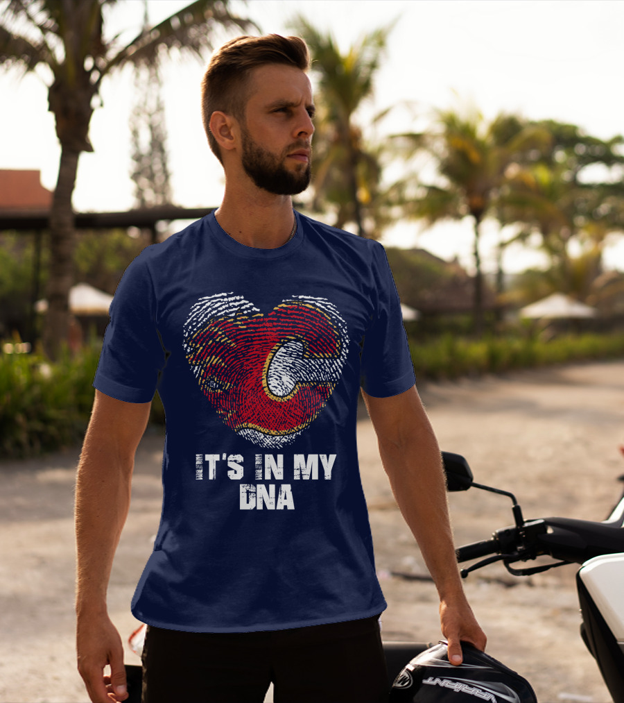 Calgary Flames Heart It's In My Dna Fingerprint T-Shirt