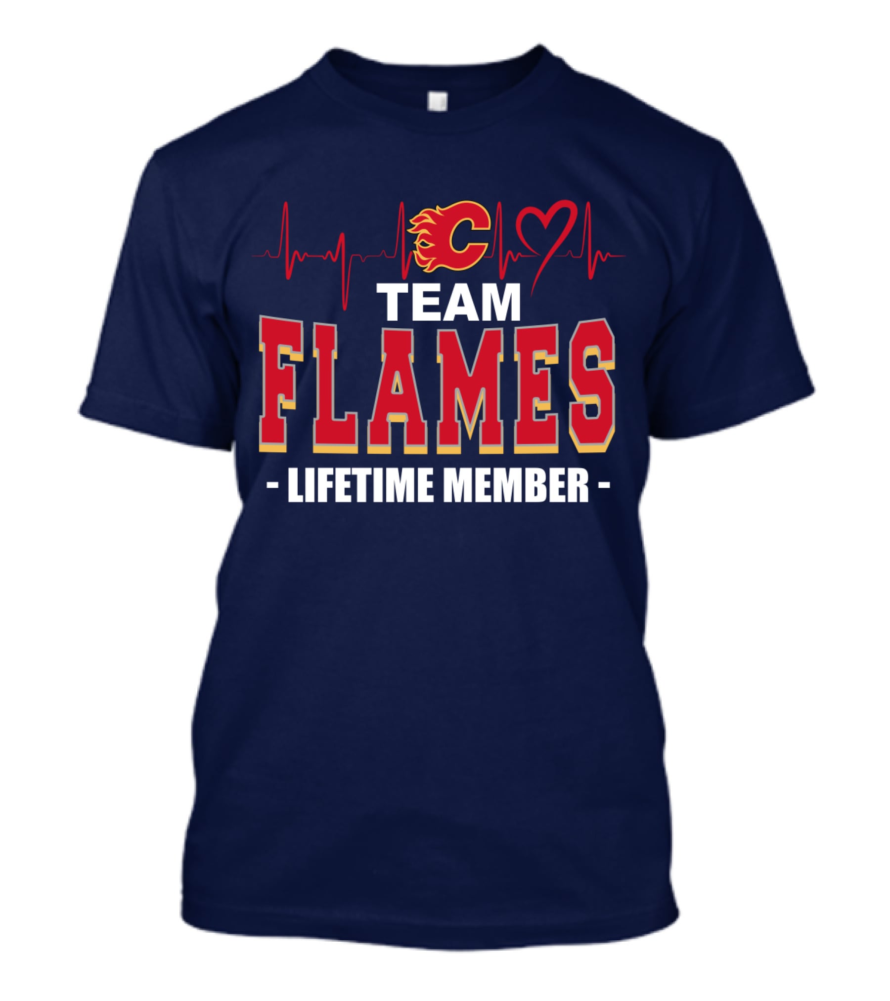 Team Calgary Flames Lifetime Member Heartbeat T-Shirt