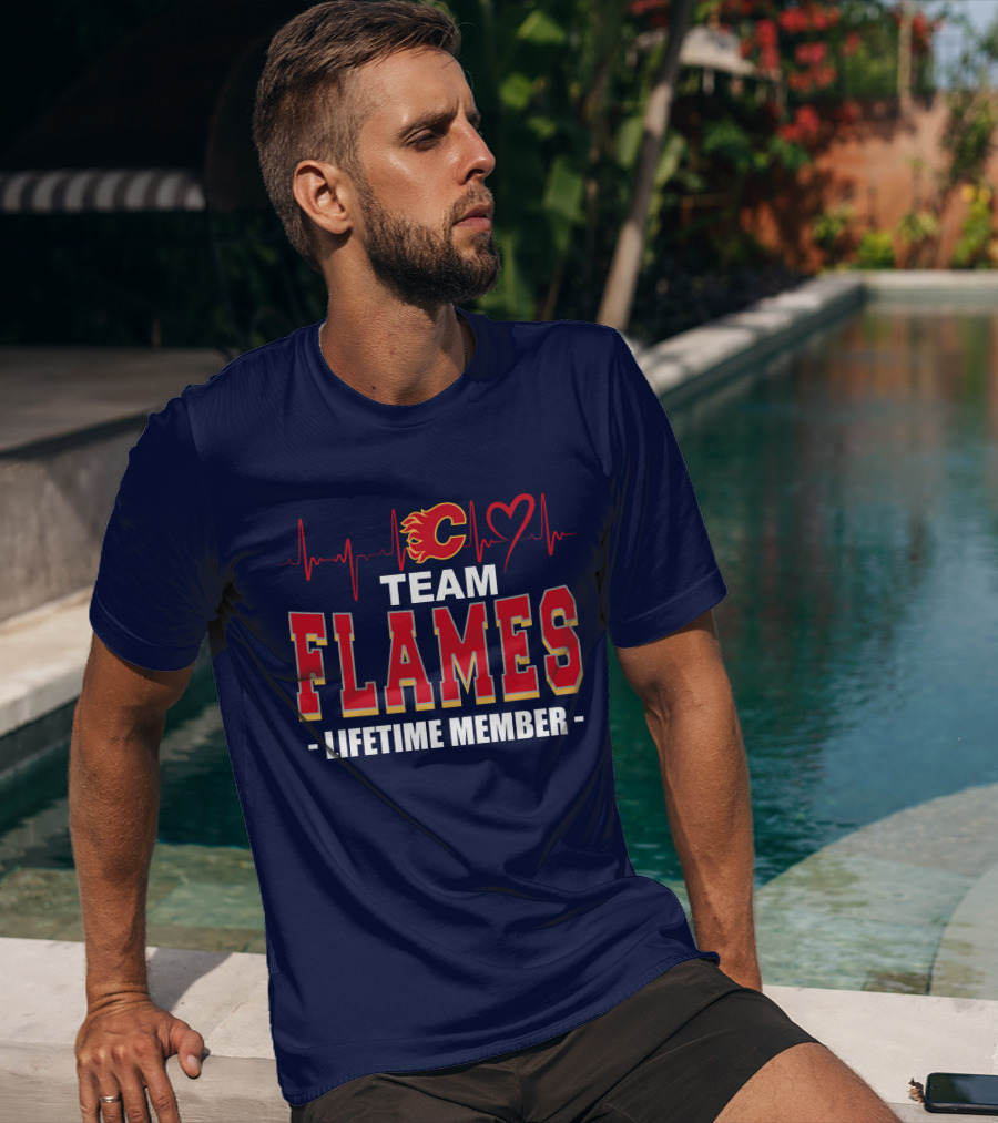 Team Calgary Flames Lifetime Member Heartbeat T-Shirt