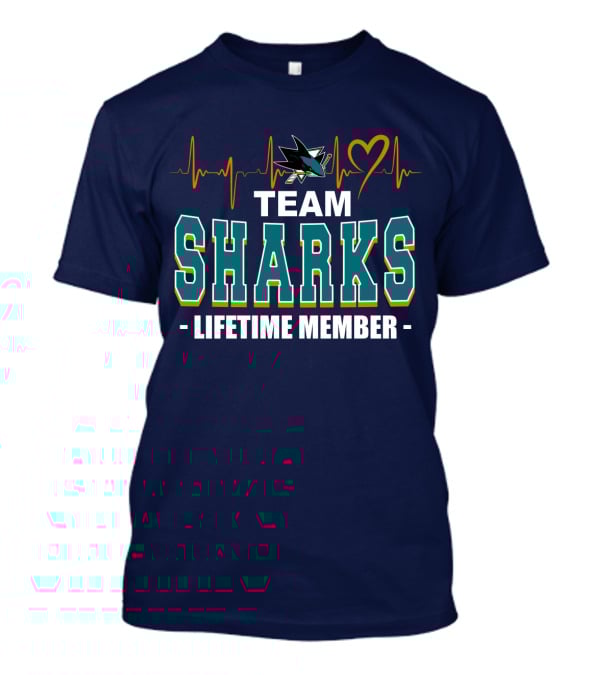 Team Sharks San Jose Lifetime Member Heartbeat T-Shirt