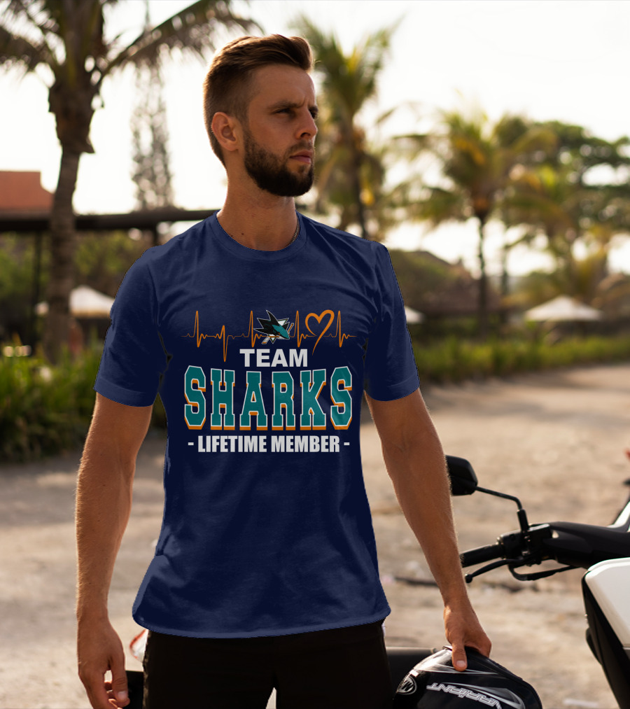 Team Sharks San Jose Lifetime Member Heartbeat T-Shirt