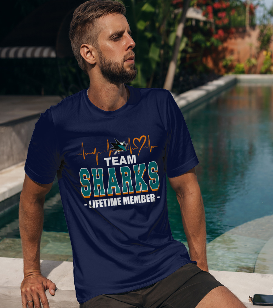 Team Sharks San Jose Lifetime Member Heartbeat T-Shirt