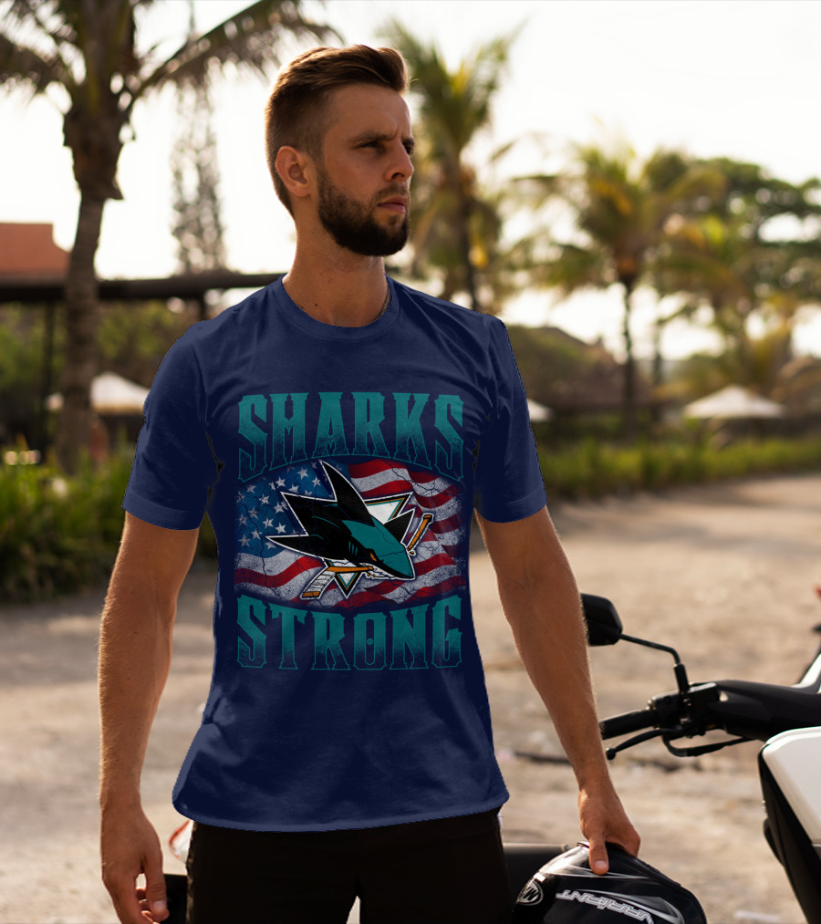 Sharks Strong American Flag San Jose Sharks T-Shirt