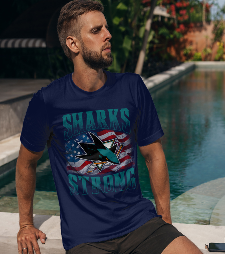Sharks Strong American Flag San Jose Sharks T-Shirt