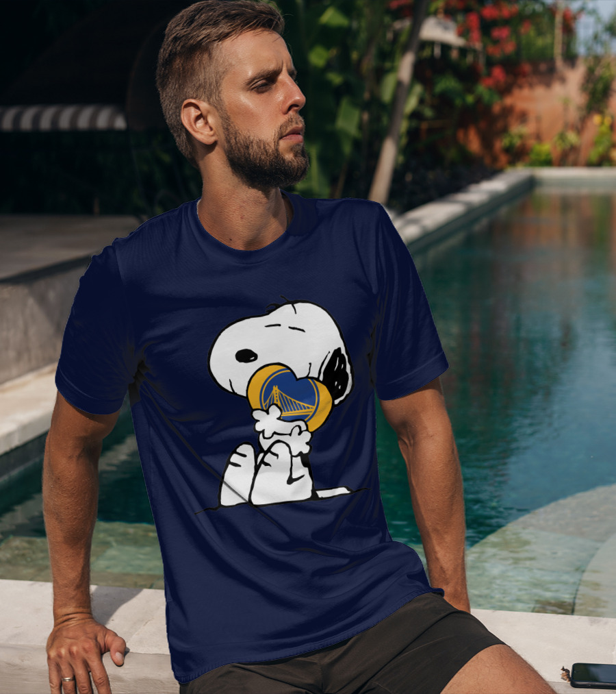 Snoopy Hugging Golden State Warriors Basketball Heart T-Shirt