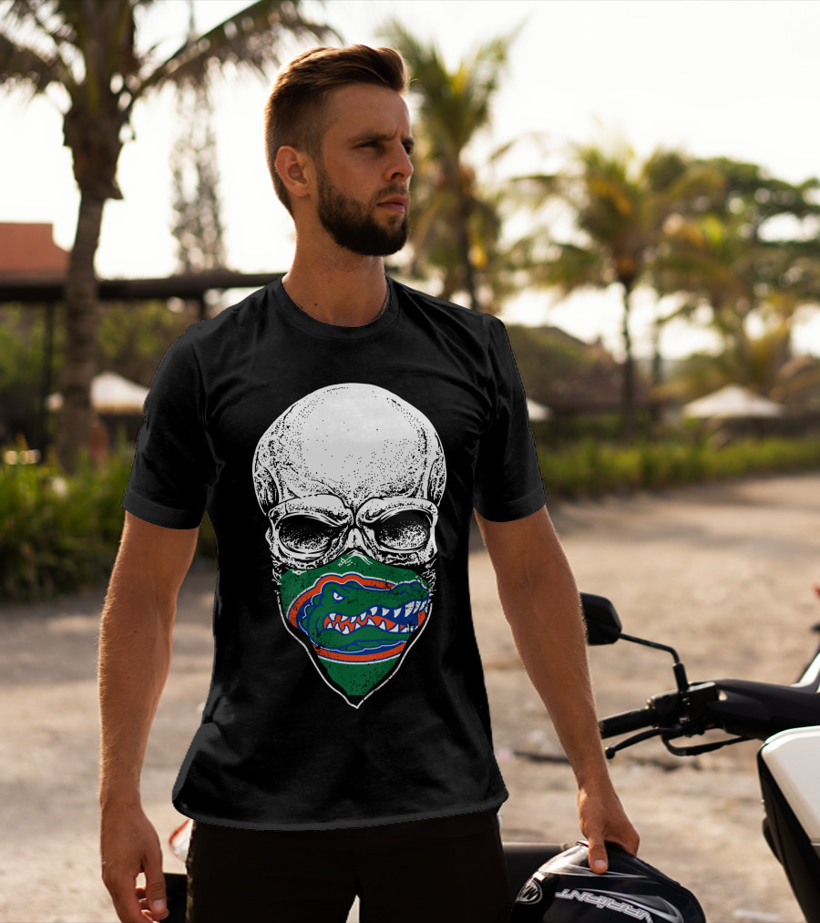 Florida Gators Skull With Team Logo Bandana T-Shirt