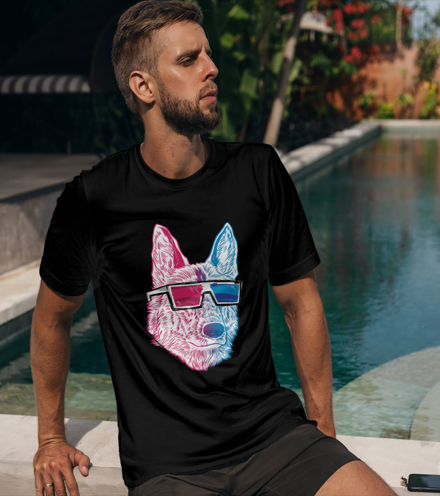 3D K9 Anaglyph Glasses Dog T-Shirt