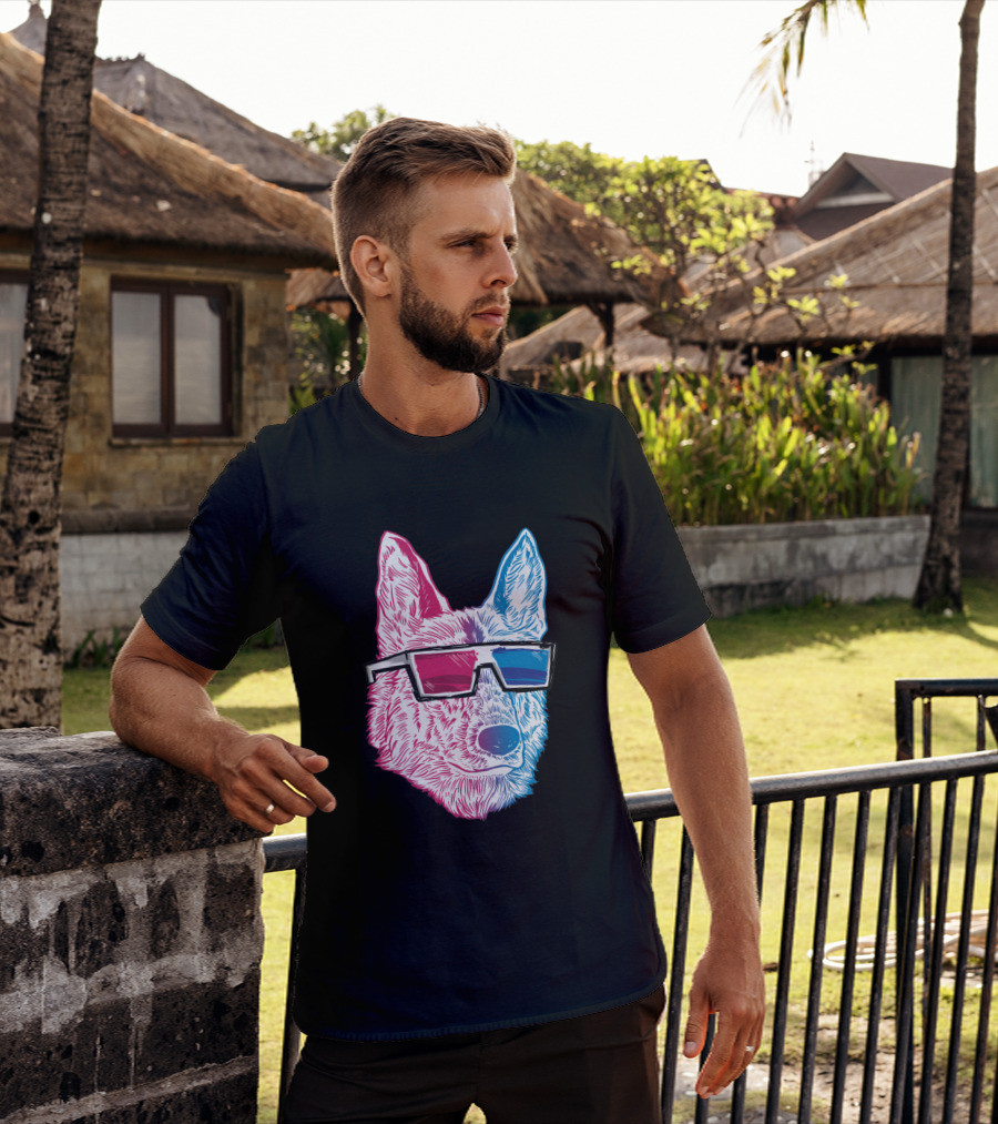 3D K9 Anaglyph Glasses Dog T-Shirt