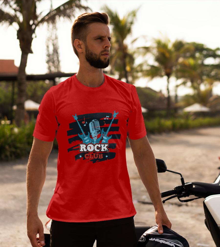 Rock Club Microphone And Guitars For Rock And Roll Hip Hop Rock Music T-Shirt