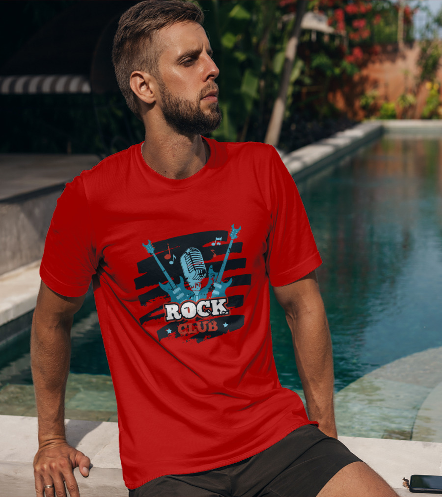 Rock Club Microphone And Guitars For Rock And Roll Hip Hop Rock Music T-Shirt