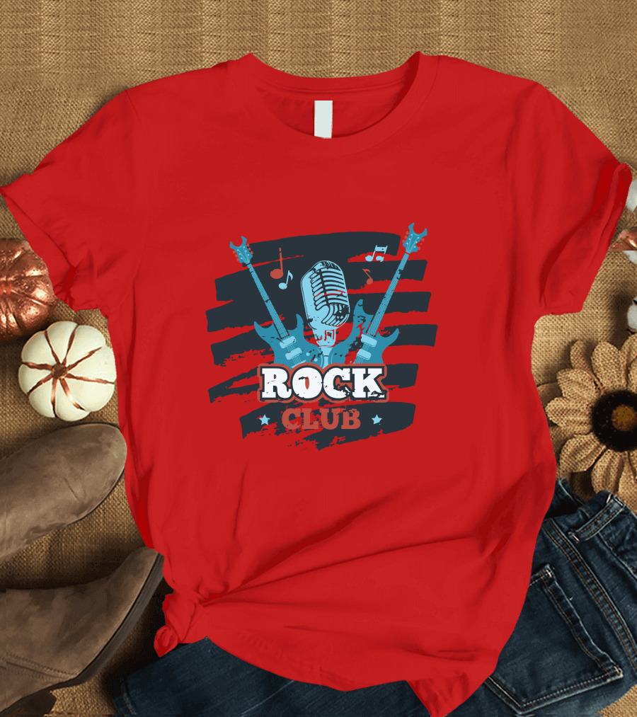 Rock Club Microphone and Guitars for Rock and Roll Hip Hop Rock Music T-Shirt