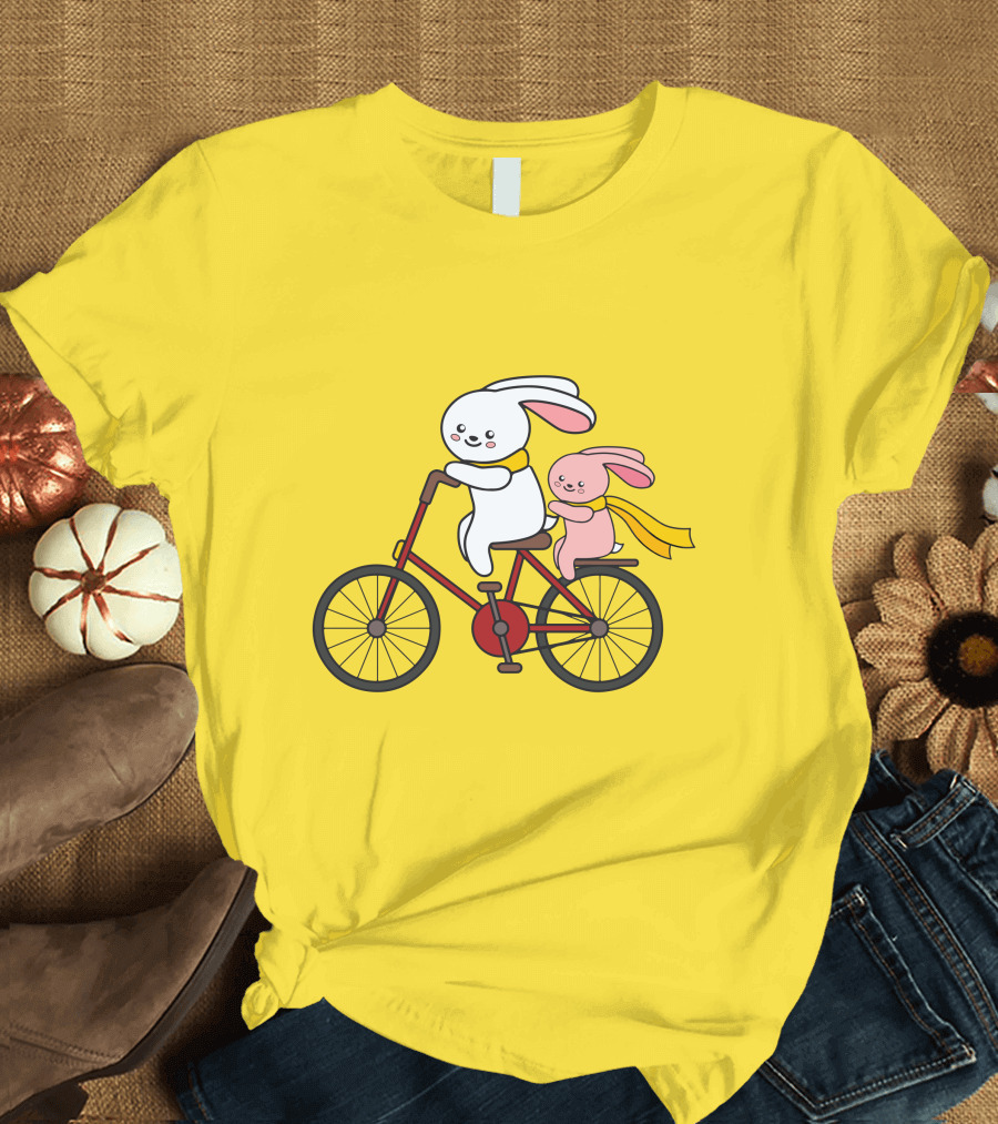 Bunny Bicycle Ride with Yellow Scarf T-Shirt
