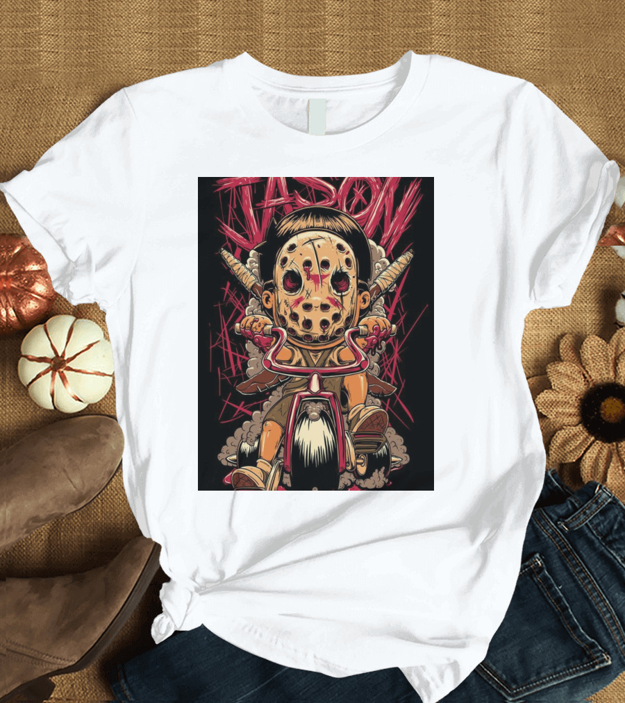 Jason Masked Tricycle Rider with Knives T-Shirt