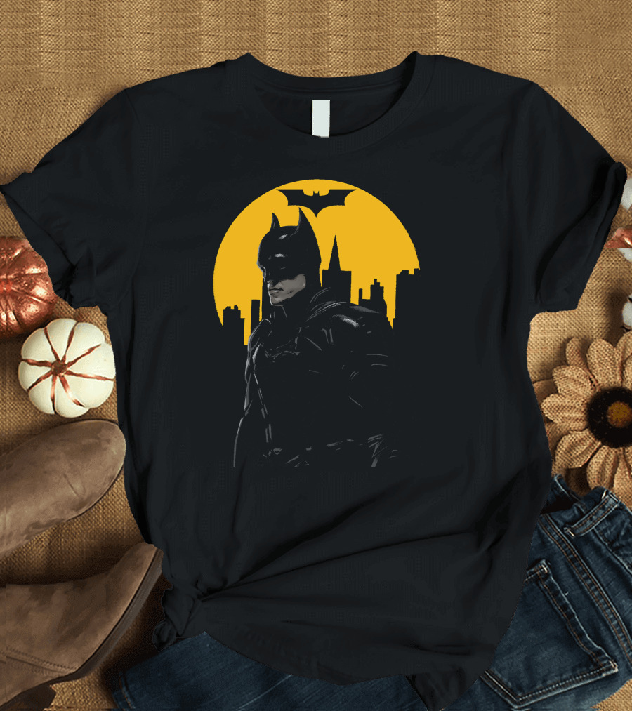 Batman Gotham City Silhouette Yellow Bat T-Shirt