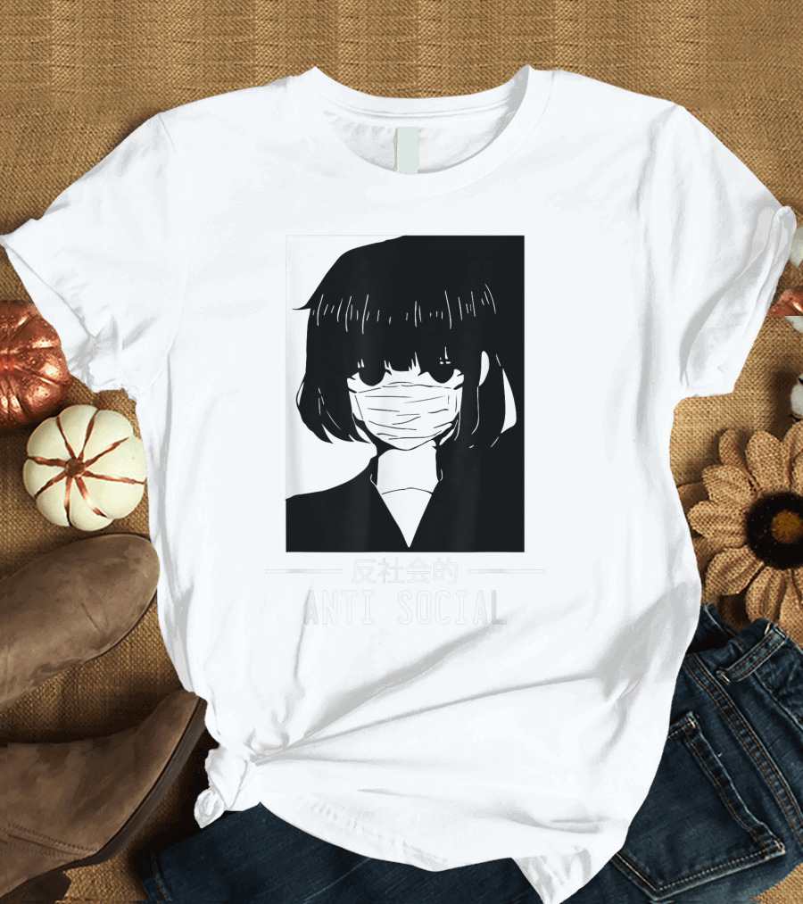Anime Anti Social Japanese Text Vaporwave Aesthetic T-Shirt