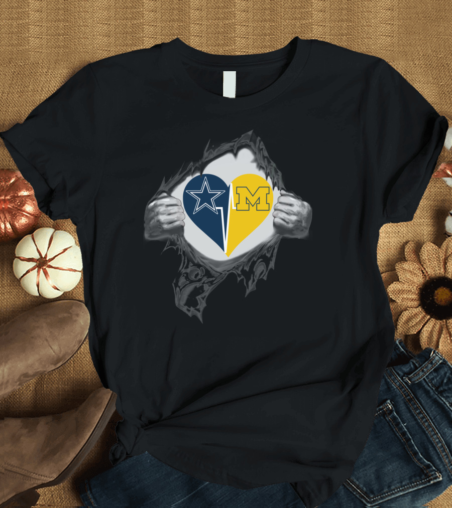 Cowboys And Michigan Wolverines Heart T-Shirt