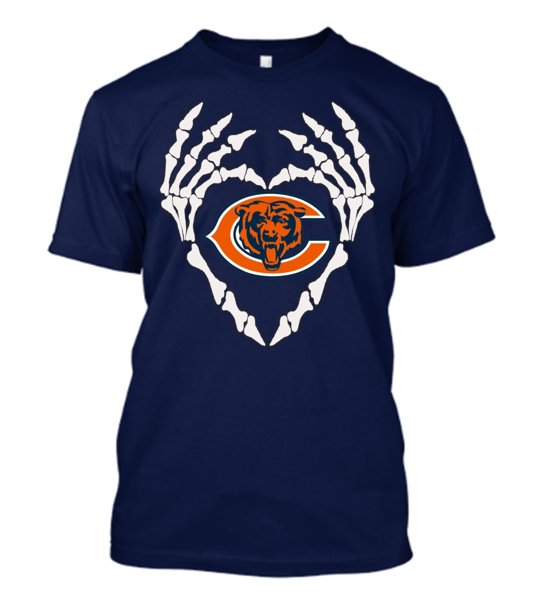Chicago Bears Skeleton Hands Heart T-Shirt